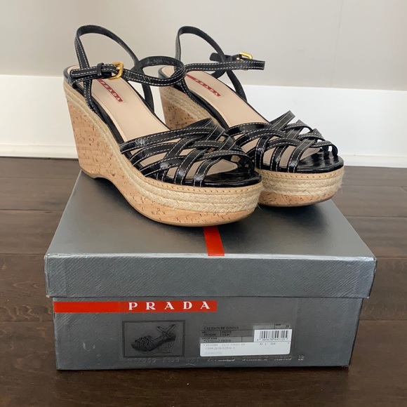 Prada Black Calzature Donna Platform Wedges - Picture 1 of 10